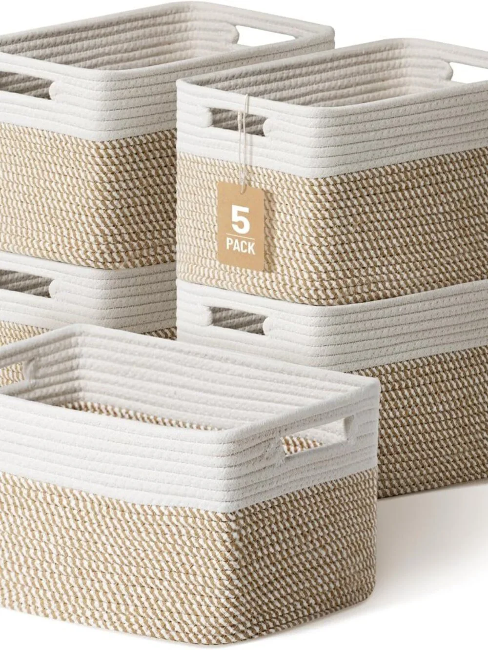 New 5 Pack Woven Storage Baskets, Decorative Storage Bins for Organizing